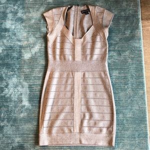 French Connection silver sparkle bandage dress